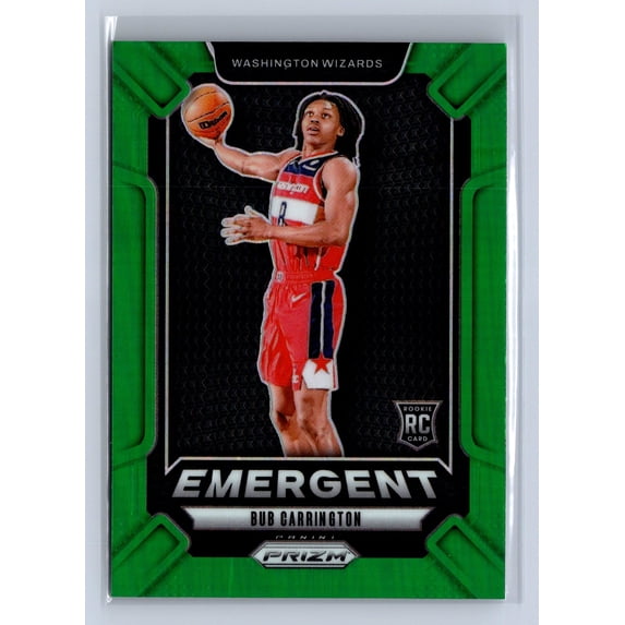 2024-25 Panini Prizm Bub Carrington #20 Green Emergent RC