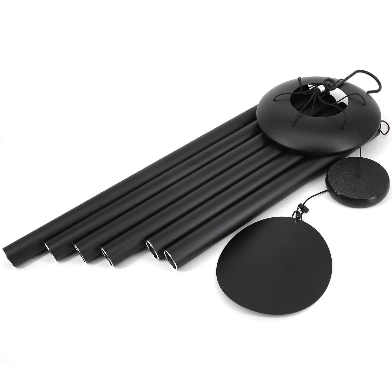 45 In Memorial Wind Chimes Large With 6 Heavy Tubes  Deep Tone Outdoor For Garden Hanging Decor Sympathy Gifts. Black