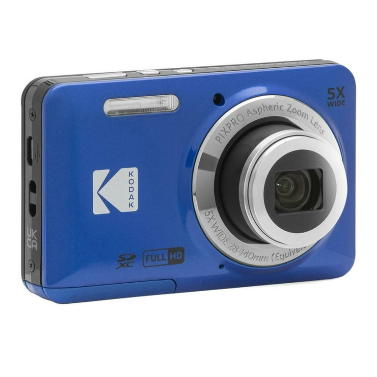 KODAK PIXPRO FZ55-BL 16MP Digital Camera 5X Optical Zoom 28mm Wide Angle  1080P Full HD Video 2.7 LCD Vlogging Camera (Blue)