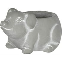 Classic Home and Garden Cement Buddies Indoor/Outdoor Planter with Drainage Hole, Piglet, Natural Gray, Large, 8"