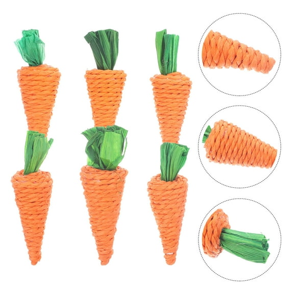 IBASETOY 6pcs Woven Carrot Chews for Hamsters Bunnies and Small Pets Safe Treats for Playtime