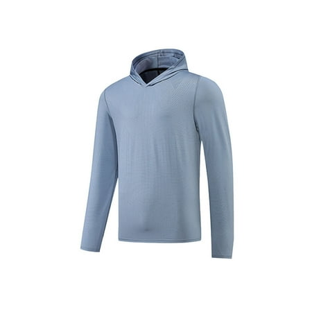 NaWent Clearance Men s Sun Hoodie Long Sleeve UPF 50+ UV Protection Fishing Shirt Lightweight Quick Dry Athletic Blue 14(3XL)