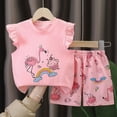 thumbnail image 5 of Toddler Baby Girl Summer Clothes Set Cute Cartoon Letter Printed Flying Sleeve Top Floral Shorts 3M 6M 12M 18M 24M 1T 2T 3T 4T 5T 6T Baby Girls Summer Outfit Two Piece Set, 5 of 5