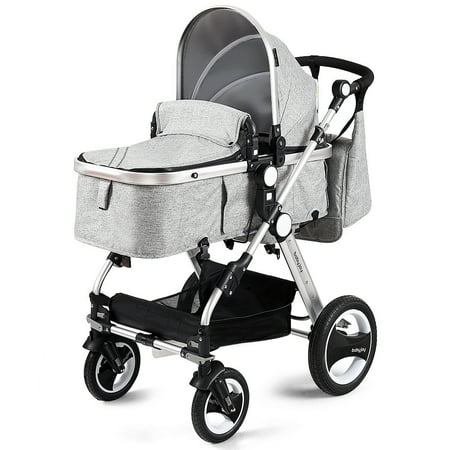 Costway Folding Aluminum Infant Baby Stroller Kids Carriage Pushchair W/ Diaper Bag
