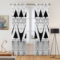 thumbnail image 2 of Black White Geometric Kitchen Curtains Window Panels, Vintage Art Striped Insulated Window Treatment Curtain, Grommet Curtains for Bedroom/Living Room/Bathroom, 2 Piece 42"Wx84"L, 2 of 8