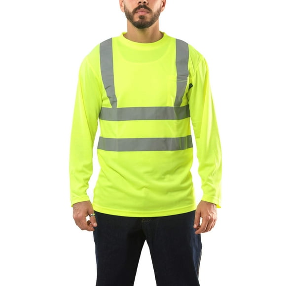 Kolossus 100% Polyester ANSI Class 2 Compliant High Safety Visibility Long Sleeve Safety Shirt (High Visibility, XXX-Large)