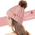 thumbnail image 6 of REDESS Women Winter Pompom Beanie Hat with Warm Fleece Lined, Thick Slouchy Knit Skull Ski Cap-Pink, 6 of 6