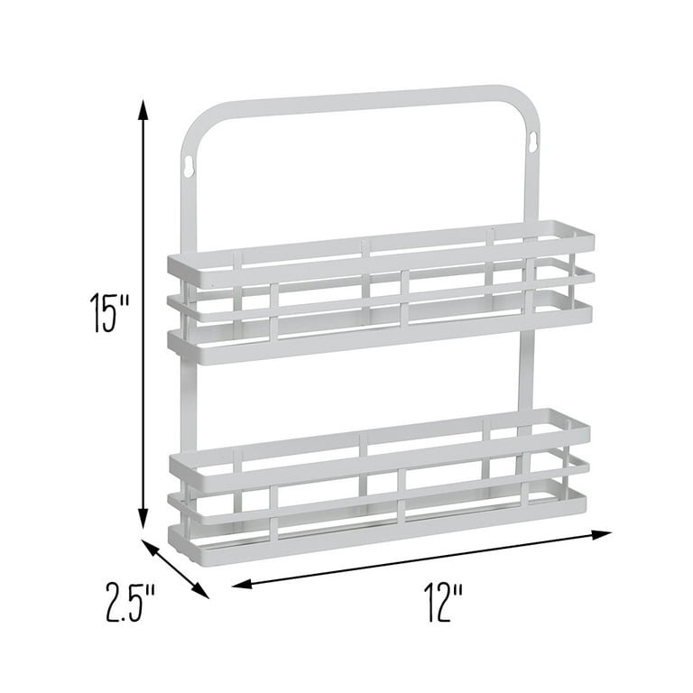 Hubert Silver Steel 2-Tier Commercial Hanging Spice Rack - 14 1/4L x 5W x 22