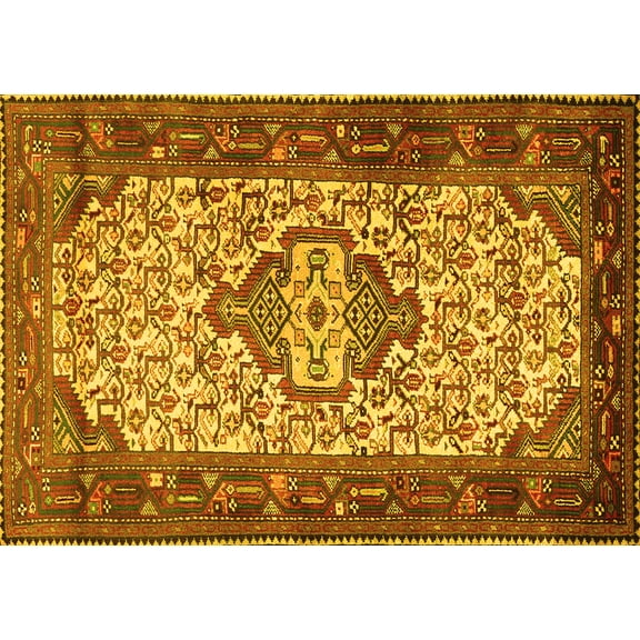Ahgly Company Indoor Rectangle Persian Yellow Traditional Area Rugs, 6' x 9'