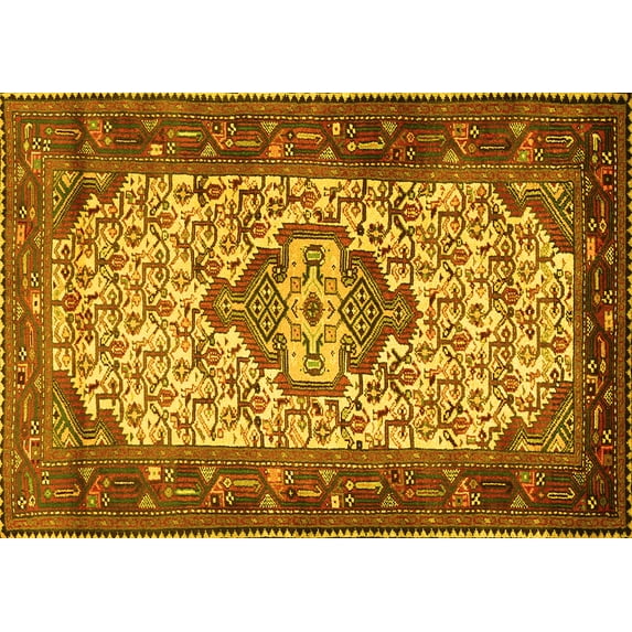 Ahgly Company Indoor Rectangle Persian Yellow Traditional Area Rugs, 2' x 5'