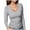 AW1 Grey, variant on GBSYEWXS T-Shirts For Woman Grey V-Neck Solid Color Soft Tee Trendy Long Sleeve Tops