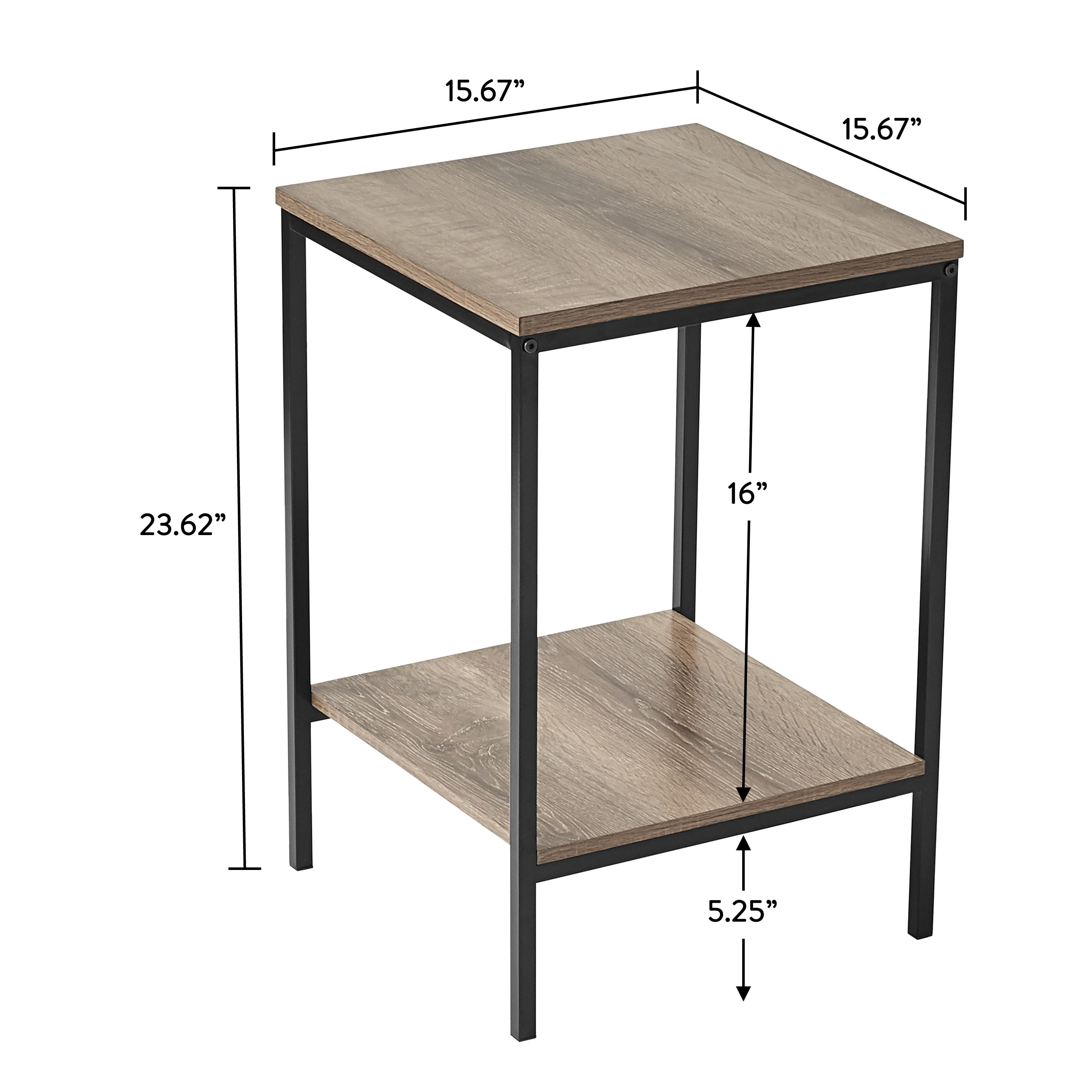 Mainstays 3 Piece Coffee and End Table Set with Rustic Brown Finish and Black Metal Frame
