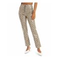 thumbnail image 1 of DANIELLE BERNSTEIN Womens Beige Zippered Animal Print High Waist Pants  Size 12, 1 of 2