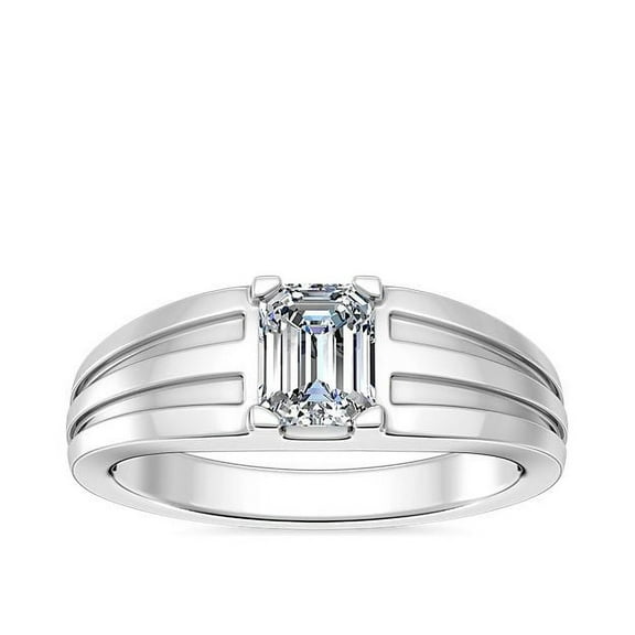 Diamond-Capitals 2.00 Carat Emerald Shape IGI Certified Lab Grown Diamond Attractive Solitaire Ring for Women Solid 14K White Gold Size 7