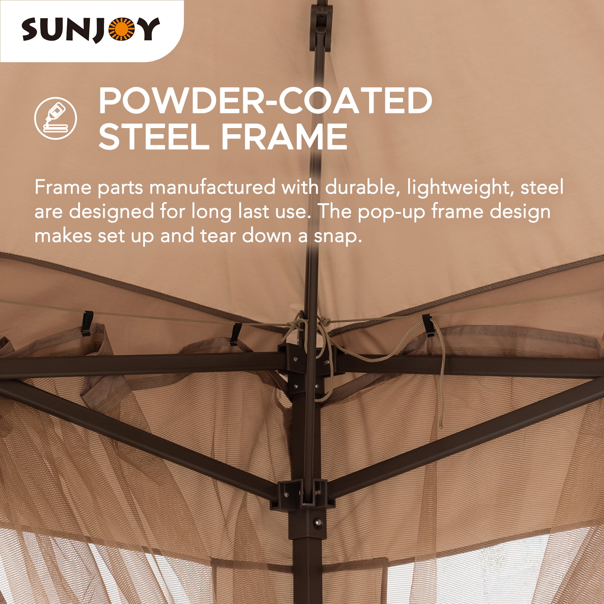 SUNJOY Outdoor Soft Top Patio umbrellas 11x11 Steel 2-Tier Backyard Portable Pop Up Gazebo with Netting