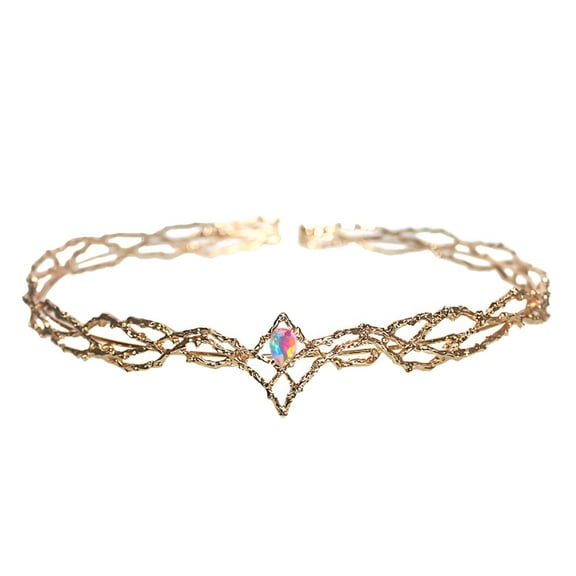 TELOLY Rhinestone Fairy Crown Tiara Alloy Headwear Elf Headpiece Jewelry Birthday Colorful Rhinestones,Tiaras for Women,Birthday Tiara,Birthday Crown Adult Woman