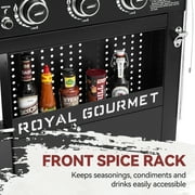 Royal Gourmet 44 6-Burner Flat Top Gas Grill Griddle, Griddle with Foldable Side Shelves, Front Spice Rack, Double-Layer Bottom Shelves, GB6000