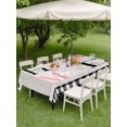 thumbnail image 4 of Outdoor Tablecloth with Umbrella Hole for Patio/Picnic/Party/Camping, Farmhouse HOME Waterproof Table Cloth Rectangle Table Cover Washable, Pink Tulip Black White Plaid Wooden (52"x 70"), 4 of 9