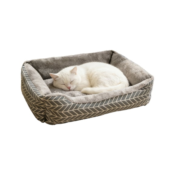 Dual Use Semi Enclosed Bolster Cat Bed, 100% Cotton Thick Fluffy Washable Multi-Functional Pet Nest 20x16in, Wear Resistant Warm Cuddler Cushion For Kittens Small Dogs Under 5lbs,Pet Holiday Gift