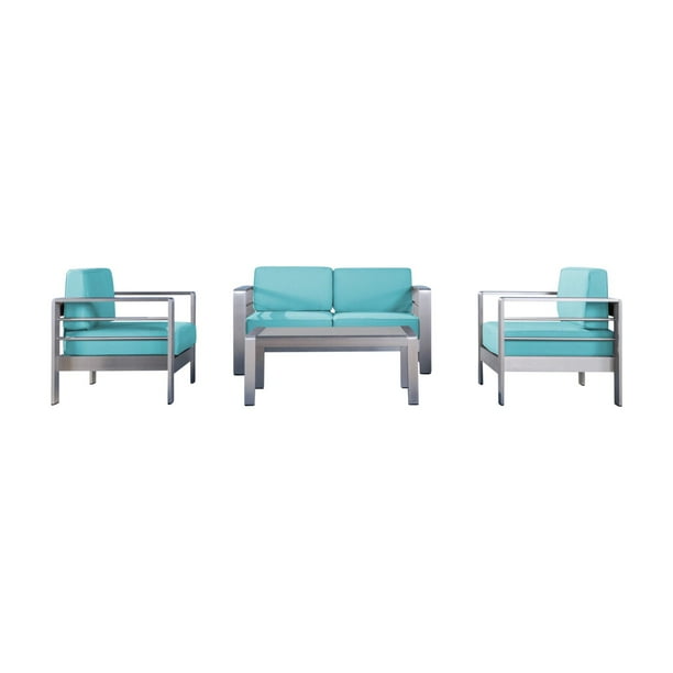 Home Cape C Aluminum 4 Piece Patio Conversation Set With Sunbrella Cushions Com Home Cape C Aluminum 4 Piece Patio, Patio Conversation Set With Sunbrella Cushions