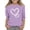 Purple, variant on TIREOW Girls T Shirt Double Heart Print 3/4 Sleeve Crew Neck Tee Top Kids Cute Casual Versatile T Shirts