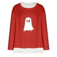 thumbnail image 3 of CLOISE Halloween Shirts for Women Long Sleeve Ghost Graphic Tops Crew Neck Pullover Fake Two Piece Plus Size Blouses, 3 of 6
