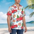 thumbnail image 3 of Kll Men'S Hawaiian Shirt Short Sleeve Button Down Beach Shirts-Watercolor Red Truck And Fir Tree, 3 of 7