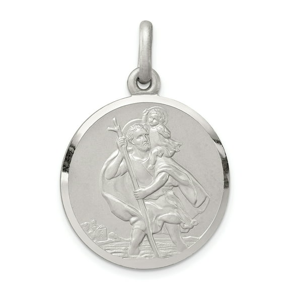 925 Sterling Silver Vintage Saint Christopher Medal Pendant Charm Religious Patron St