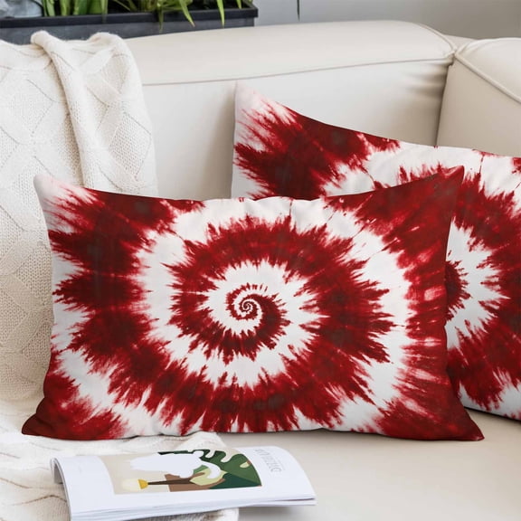 Red Ombre Pillow Covers King, Farmhouse Chic Tie Dye Abstract Retro Art Soft Brushed Microfiber Breathable Throw Pillow Covers, Decorative Pillowcase with Zipper for Couch Sofa Bedroom 20"x36"