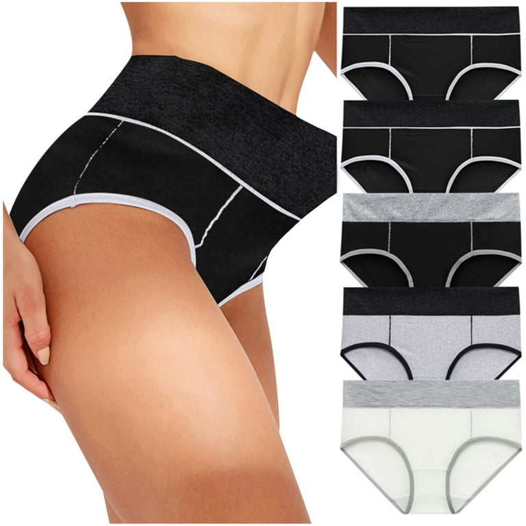 INNERSY Women's Plus Size XL-5XL Cotton Underwear High Waisted Briefs  Panties 4-Pack (2XL,Black) 