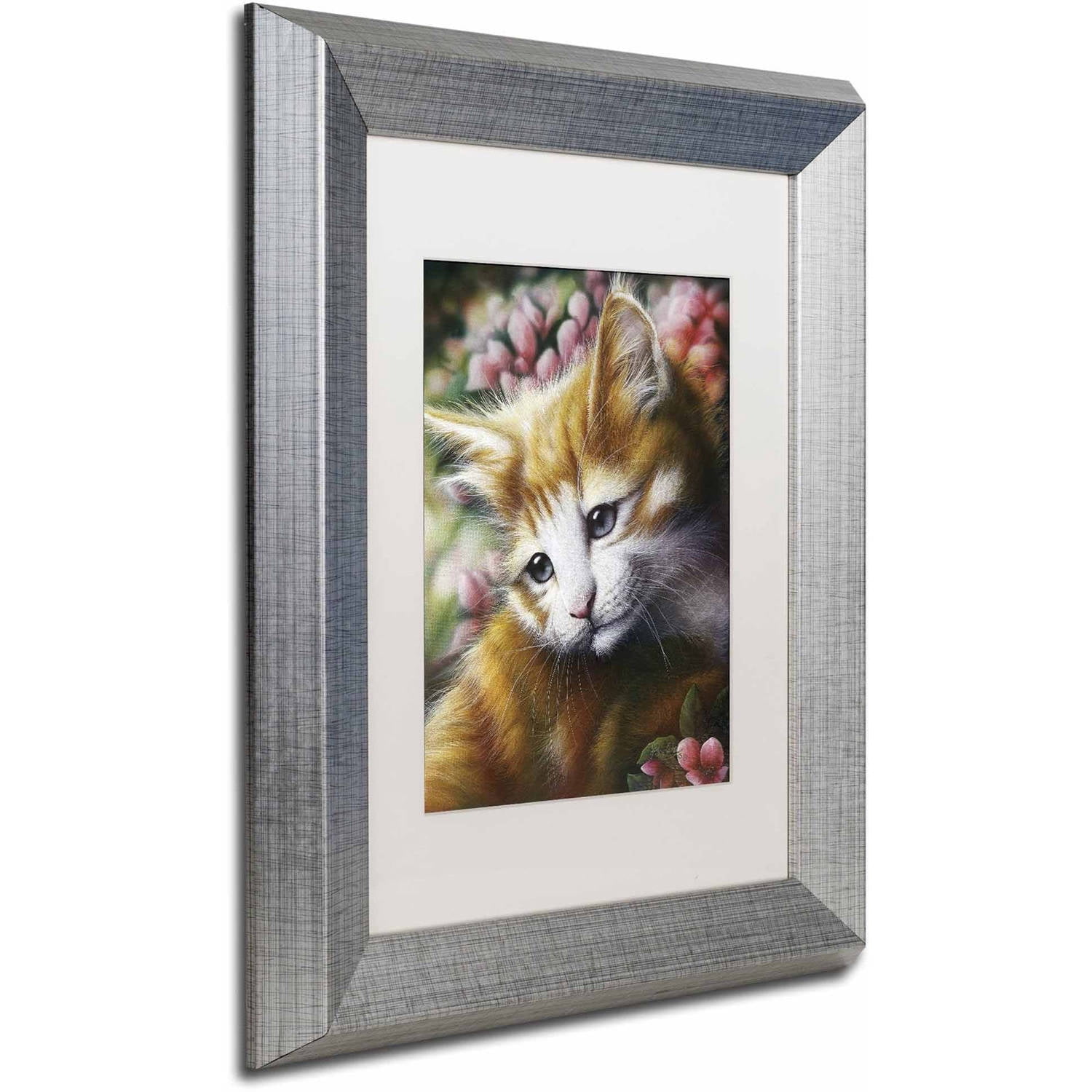 Trademark Fine Art 'Buttercup' Canvas Art by Jenny Newland, White Matte, Silver Frame