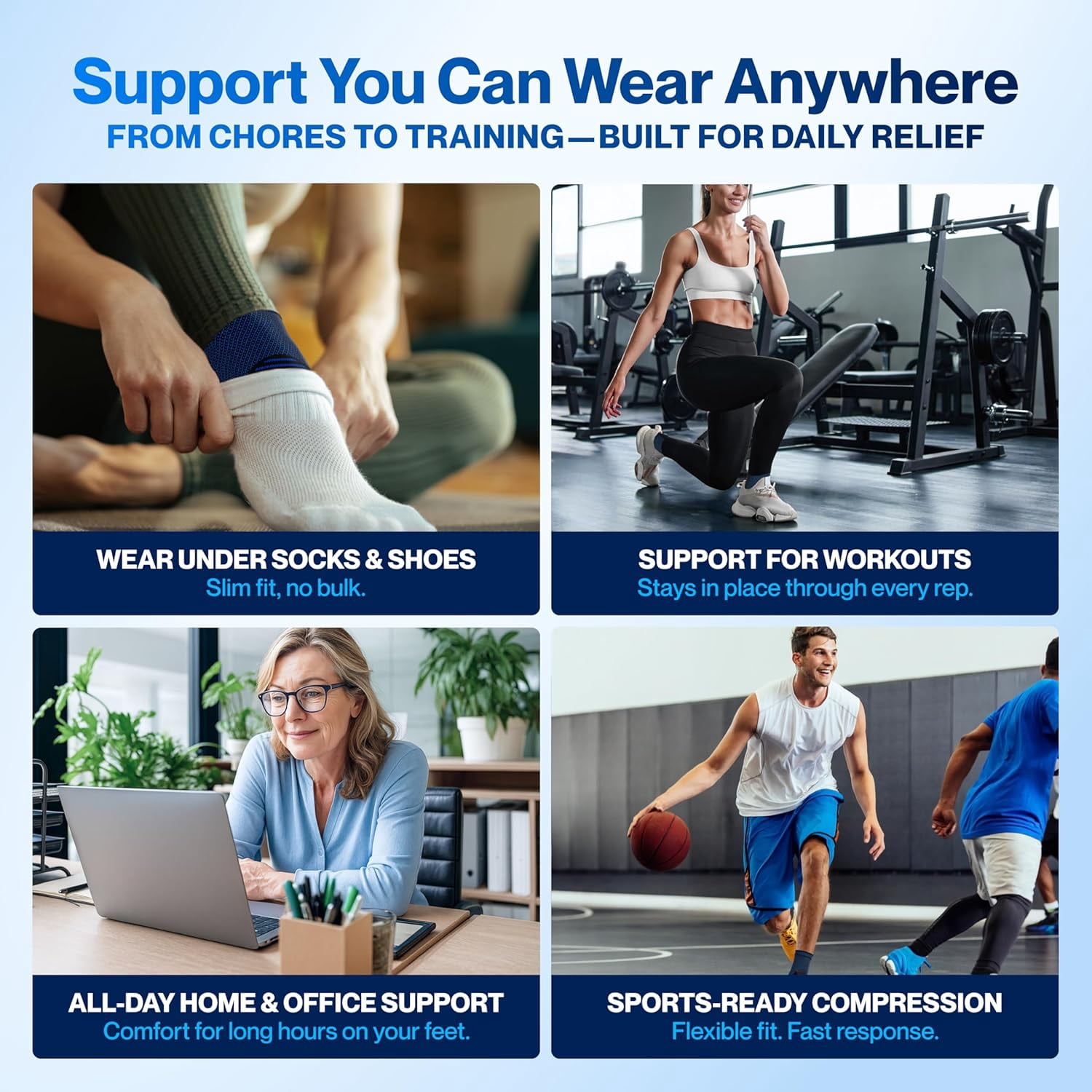 MODVEL Ankle Brace,  Blue/Black,  XL, (2 Pack)