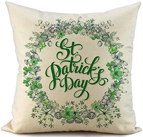 Happy St Patricks Day Pillow Case Throw Cushion Cover Spring Home Decoration 
