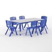 Flash Furniture Emmy Adjustable Classroom Activity Table for Kids with 6 Chairs, Blue/Gray