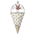 thumbnail image 2 of Wrought Iron Hanging Basket Rattan Wicker Cone Shape Flower Plant Pot, 2 of 6