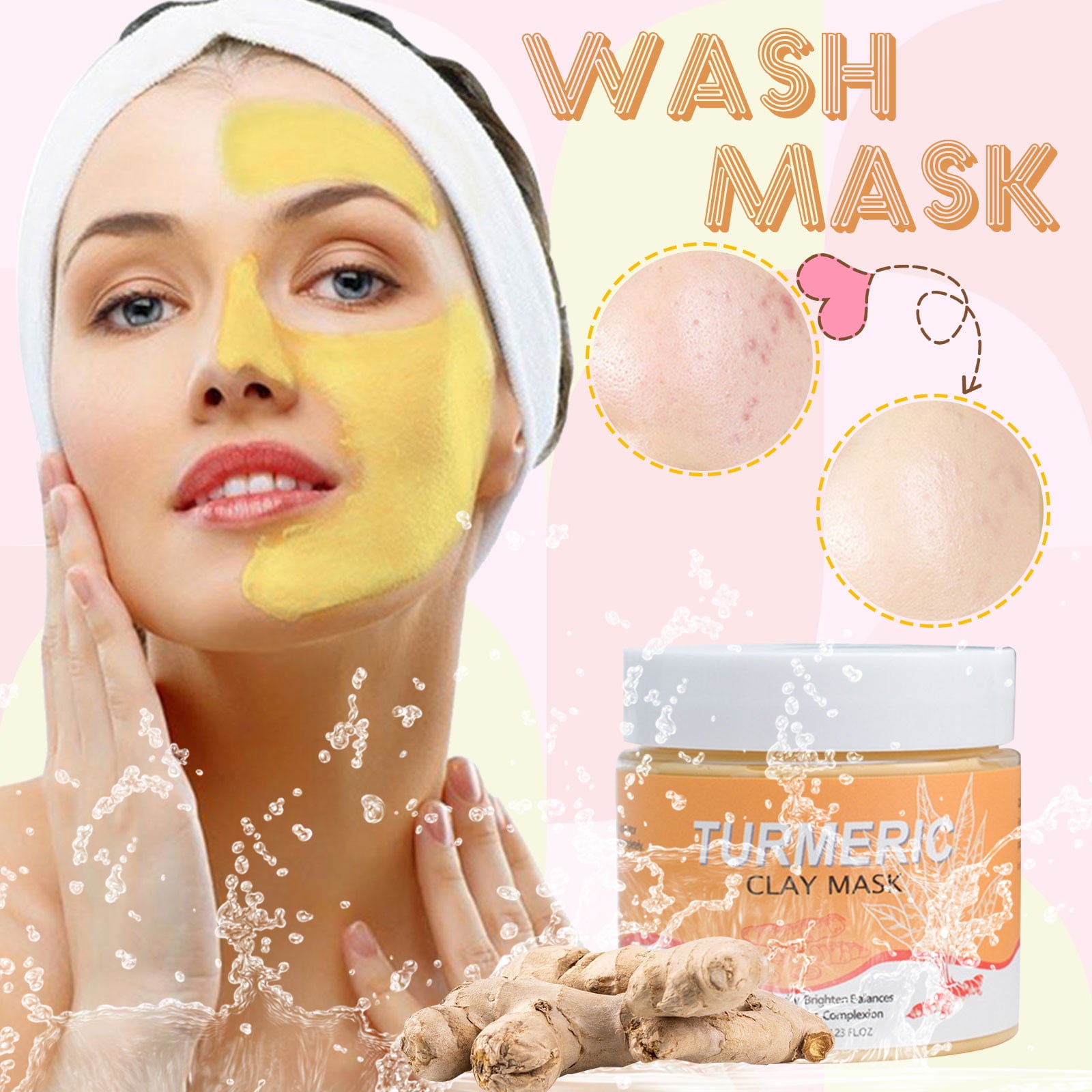 Populair Brengen auteursrechten Dprfmg Nourishing Turmeric Mask Oil Control Turmeric-Clay Mud Facial Mask  120ml - Walmart.com