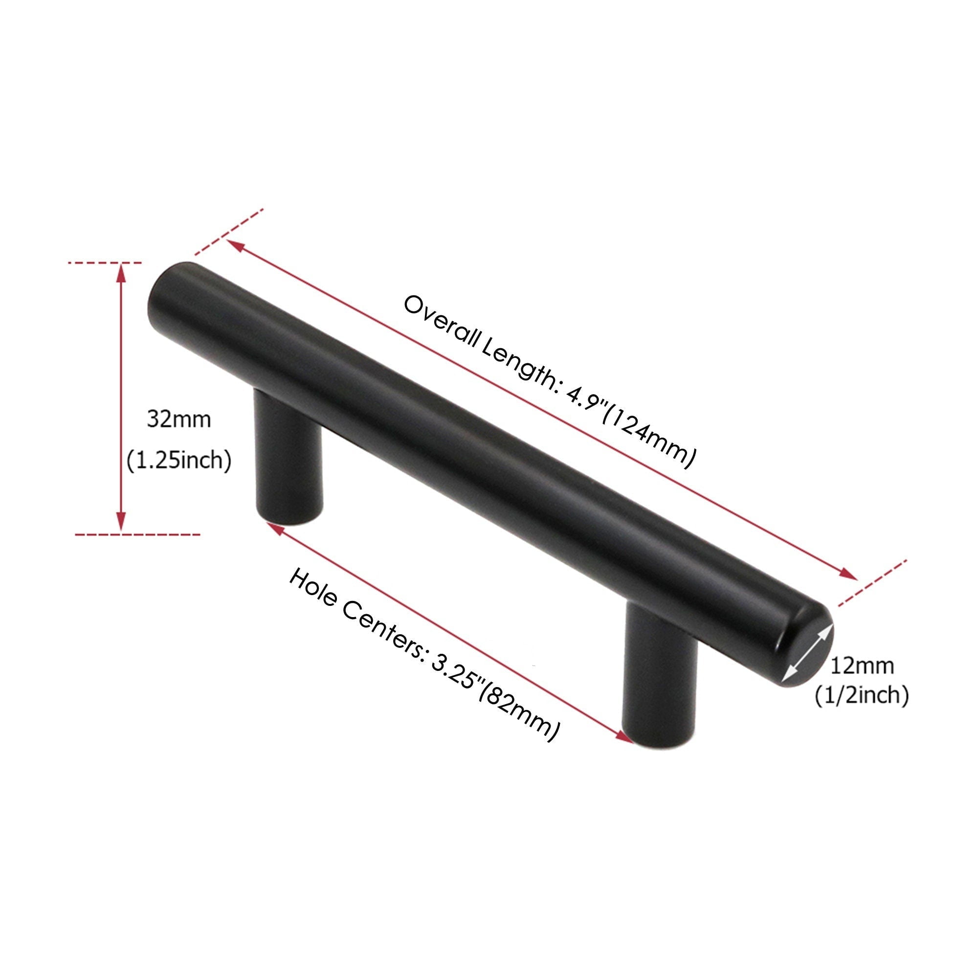 Fitviso 50 Pack 3.25 Inch(82mm) Hole Centers Matte Black Kitchen Cabinet Pulls for Cabinets Cupboard Handles Drawer Pulls
