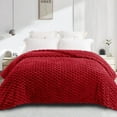 thumbnail image 3 of Whale Flotilla 90"x 90" Queen Size Blanket for Bed with Expanded 3D-Jacquard Pattern, Fuzzy Soft Cozy Exquisite Blankets or All Season, Warm and Fluffy, Red, 3 of 10