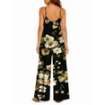 thumbnail image 3 of Women'S Summer Spaghetti Strap Jumpsuits Vintage Roses Loose Baggy Fit Wide Leg Rompers Casual Wear, 3 of 7