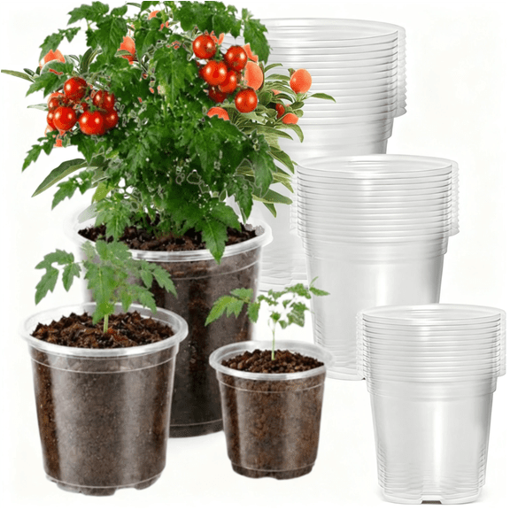 Asoricing Clear Nursery Pots 32 Pack 5/4/3.5 Inch Plant Pots with Drainage Holes for Seed Starting