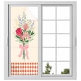 thumbnail image 2 of Pastoral Flowers Window Privacy Film, Spring Red Pink Leaves Farmhouse Plaid Static Cling UV Sun Blocking Tint Film Heat Control Windows Films for Bedroom Bathroom, Window Stickers 29.5"x78.7", 2 of 8