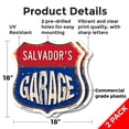 thumbnail image 2 of Salvador's Garage (2 Pack) 18 inch X 18 inch Shield Shaped Commercial Grade Plastic Signs Weather Resistant, UV Protected To last, Gift for Dads and Uncles Classic Americana Crafted in, 2 of 7