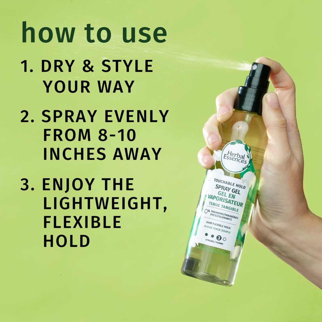 Herbal Essences Touchable Spray Hair Gel for Frizz Control, 24-Hour Hold Styling Gel, 5.7 fl oz Unisex