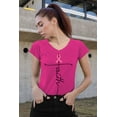 thumbnail image 2 of Breast Cancer Support Faith Cross Women's V-neck, L, Cyber Pink, 2 of 5