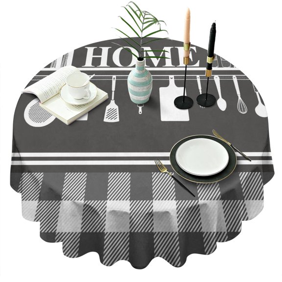 Round Waterproof HOME Tablecloth Reusable Washable Weight Fabric Table Covers for Restaurant,Picnic,Indoor and Outdoor Dining 60 Inch X 60 Inch