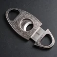 thumbnail image 5 of Cortador de puros de acero inoxidable, hoja de corte de doble guillotina grabada en bronce (plata + negro), 5 of 5