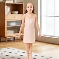 thumbnail image 2 of Likimi Children Girls Dress Elegant Lightweight Sleeveless Solid Color Crew Neck Summer Comfortable Dress Beige Size 5-6 Years, 2 of 5