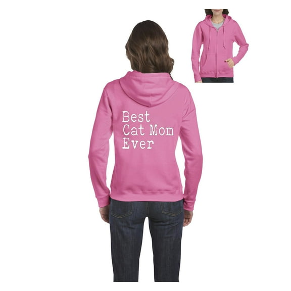 Womens Best Cat Mom Full-Zip Hooded Sweatshirt