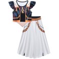 thumbnail image 5 of Halloween Costume Pop Star Stage Outfit Black Gold Crop Top and Long Skirt 2-Piece Outfit,Pop Idol Dress Up Set for Halloween,Cosplay and Theme Parties,Size 140, 5 of 7