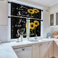 thumbnail image 5 of Sunflower Kitchen Curtains Summer Bees Window Curtains Valance and Tier Set 36 Inch, Watercolor Sunshine Rod Pocket Short Tier Curtain, Black Background Small Kitchen Decor, 5 of 6